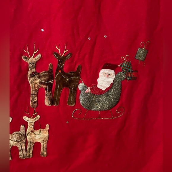 SOLD Sz L Christmas Long Red PJ Nightgown Santa Claus & Reindeer - Picture 3 of 10